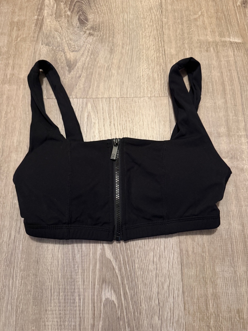 BuffBunny Black Front-Zip Sports Bra